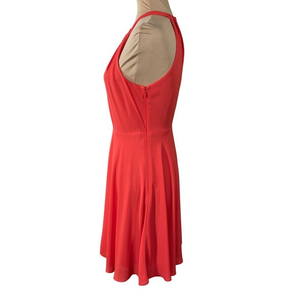 Express Mini Dress Halter Red Orange Keyhole Back Size 6 Party - Picture 2 of 8